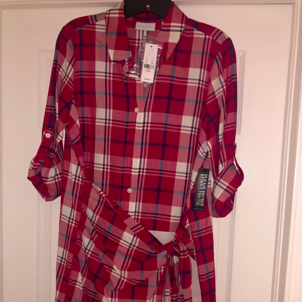 🎉Brand New Red Plaid, Shirtdress - Size Small